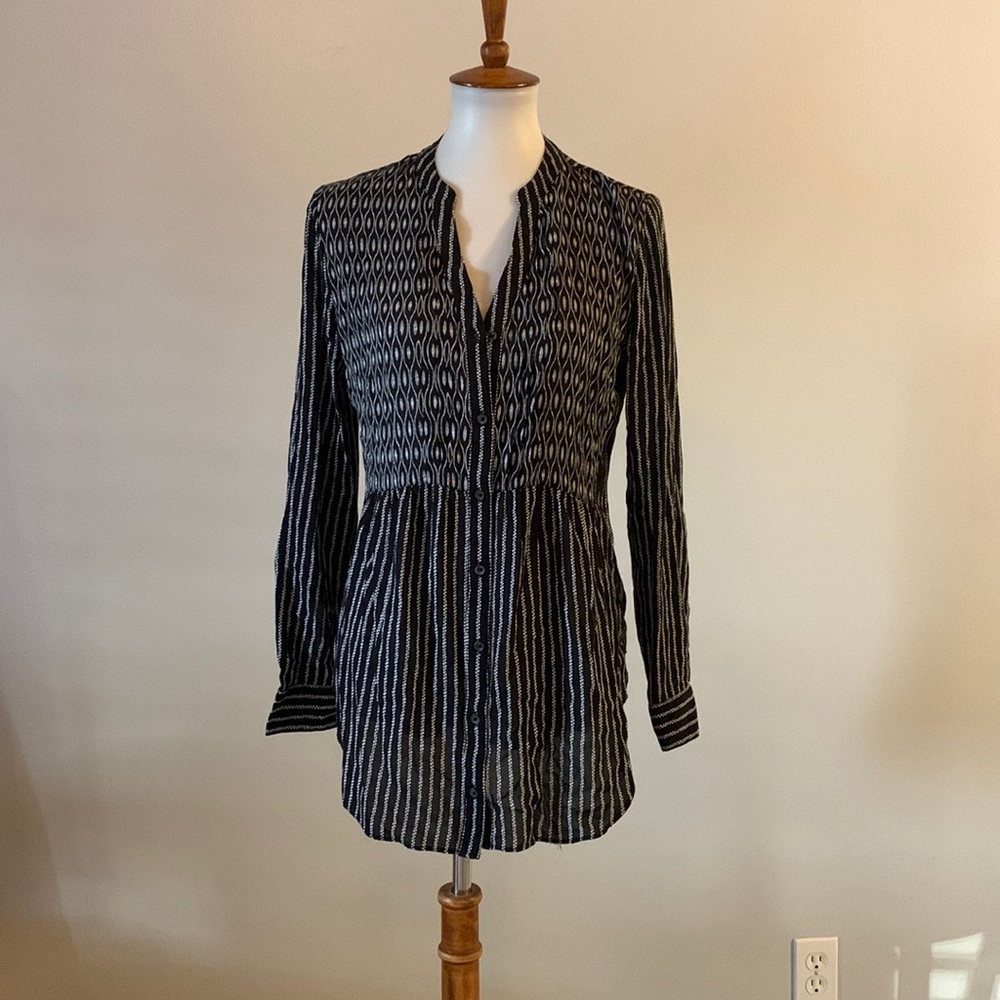 [Maeve] Black/White Pattern Blouse - Size 10